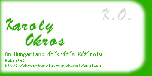 karoly okros business card